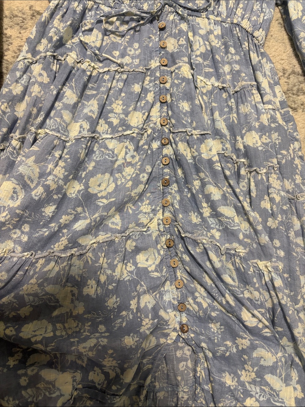 Free People Powder Blue Floral Button-Front Pappiet Midi Dress - Picture 8 of 14